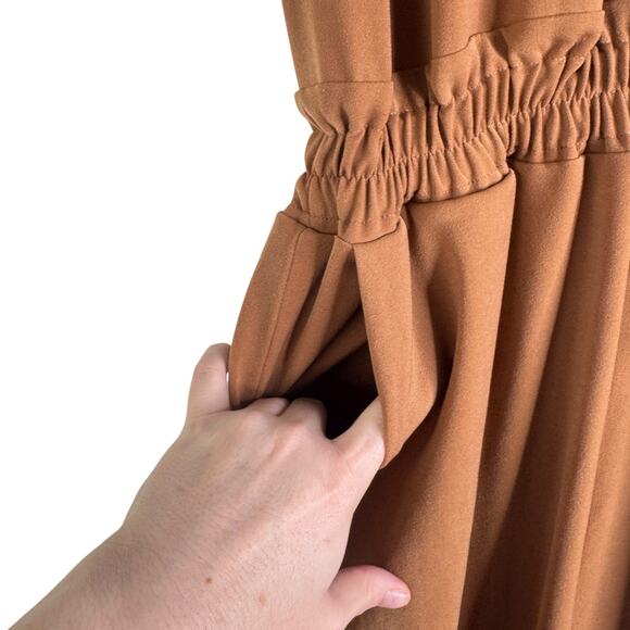 DiarraBlu Umy Jumpsuit Wrap Camel Brown Convertible Open Back XS/S Flawed - Picture 12 of 15